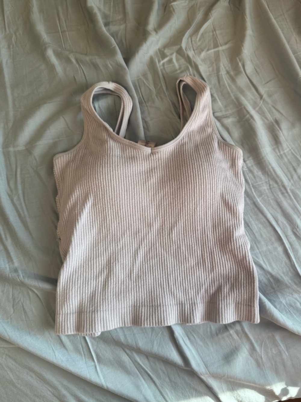 aerie Ribbed Scoop Tank Top in Light Mauve